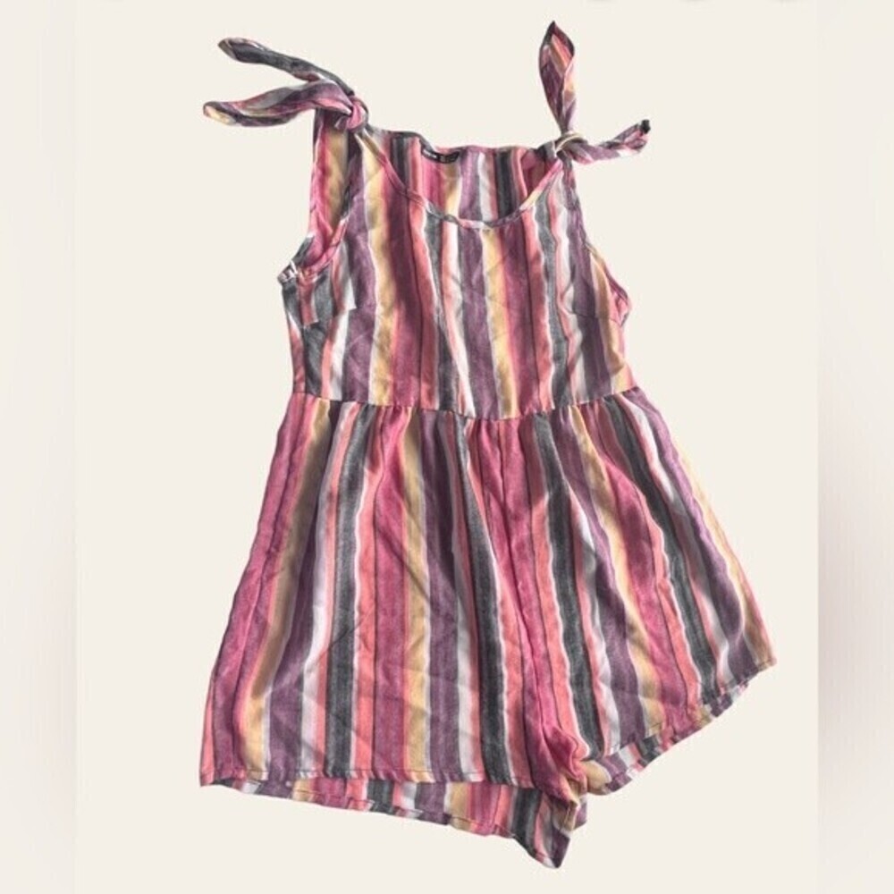 Multicolor Striped women short rainbow Romper size 4 US.